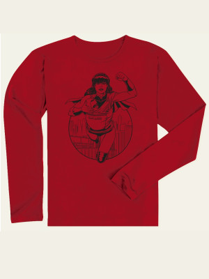 SuperMamma T-shirt Bambino Maniche Lunghe - Rosso Maglietta a Maniche Lunghe SuperMamma per Bambini - Rossa