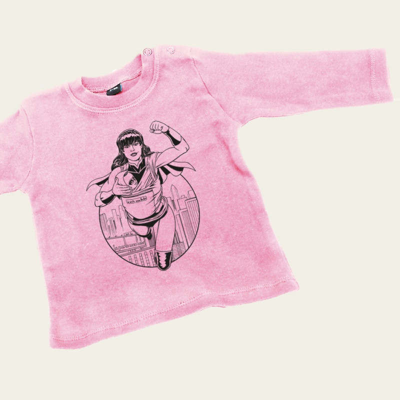 SuperMaman Koszulka niemowlęca z długim rękawem - Pudrowy Róż