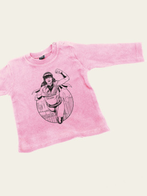 SuperMamã T-shirt Bebé manga comprida - Rosa Pó T-shirt SuperMama de manga comprida para bebé - Rosa Pó