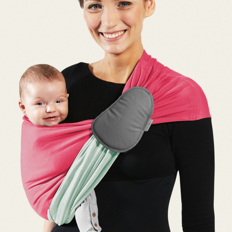 Little No-Knot Wrap - Flamingo Pink, Sea Green (reversible)