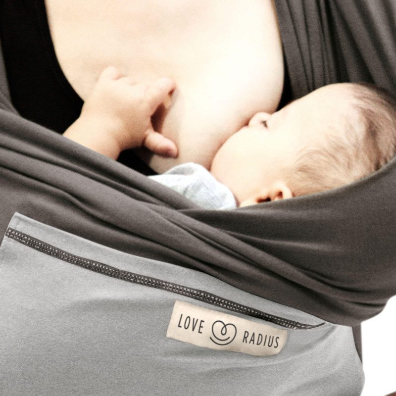 Tragetuch Love Radius L'Originale JPMBB grau zum Tragen und Stillen von Babys