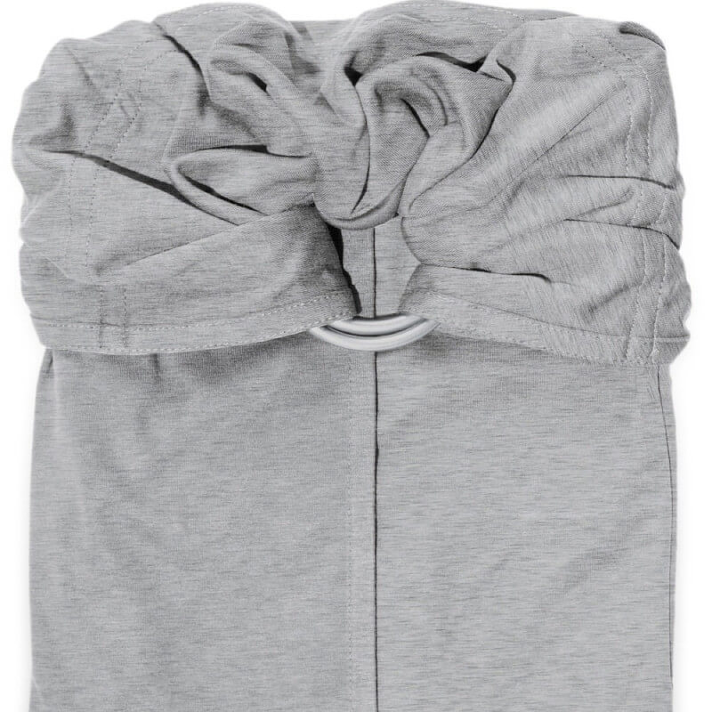 Love Radius Small Seamless Scarf in grey marl, top view with integrated knot