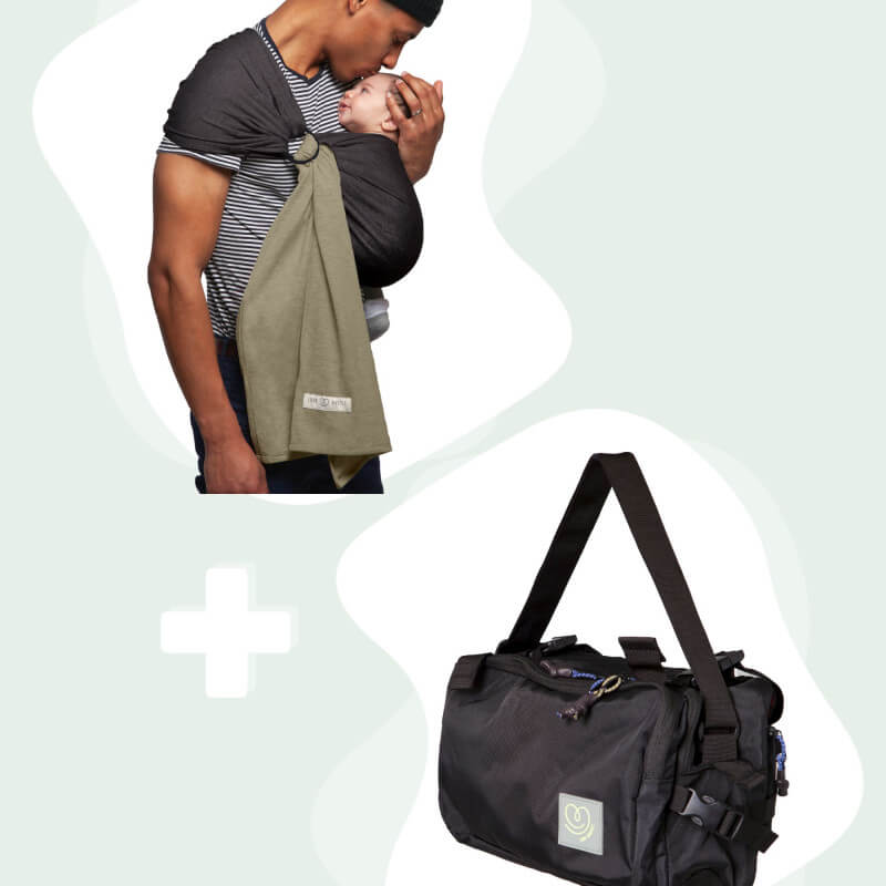 Pack Love Radius PESN sling e CaravanBAG, transporte de bebê prático e bolsa de fraldas preta