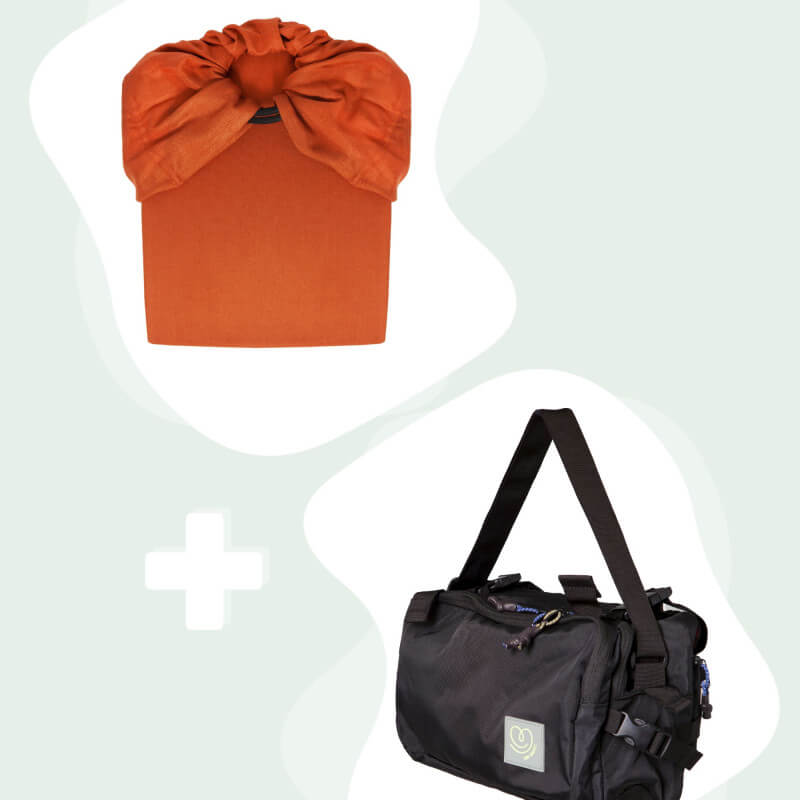 Pack Love Radius ETSN Fauve terracotta och CaravanBAG svart med axelremmar, framifrån