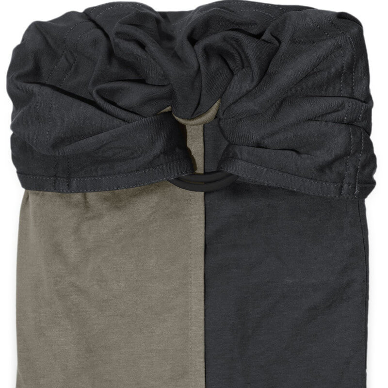 Love Radius Tragetuch zweifarbig anthrazit olive reversibel, Vorderansicht gewickelt