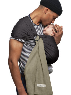 The Imperfects - Sling - No Knot Little Wrap - Anthracite, Olive (reversible) Love Radius Les Imparfaits Sling baby carrier, reversible anthracite olive wrap