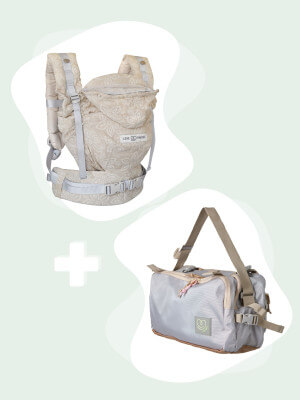 HoodieCarrier 2 Fleur de Lin + CaravanBAG szürke hordozócsomag Love Radius HoodieCarrier 2 Fleur de Lin és CaravanBAG szürke, teljes hordozási készlet