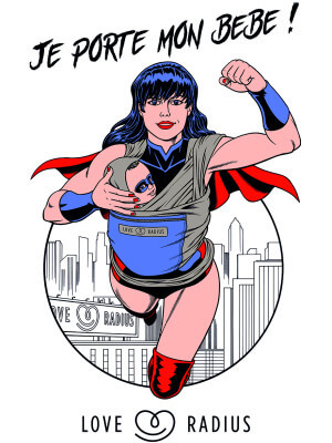 Sticker "Supermom" Love Radius Supermaman sticker superhero woman carrying baby on chest