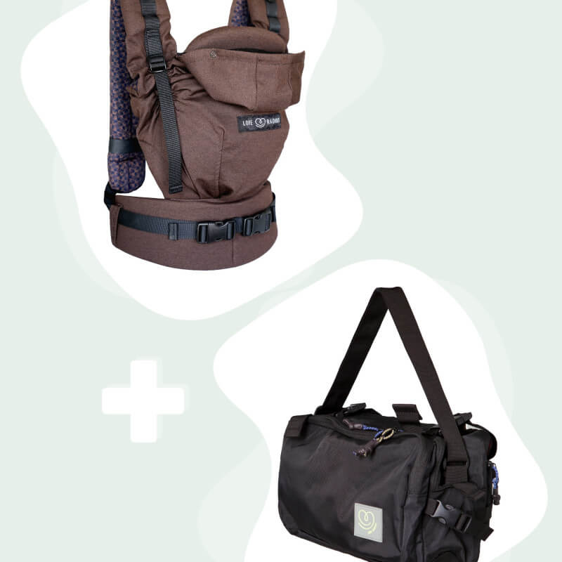 Love Radius HoodieCarrier 2 draagzak bruin en CaravanBAG zwart, profielweergave